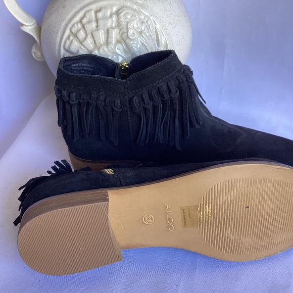 Aldo Black Ankle Boot with Fringe - Picture 2 of 5